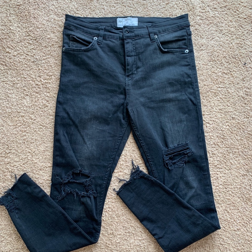 Faded black free people destructive Jean